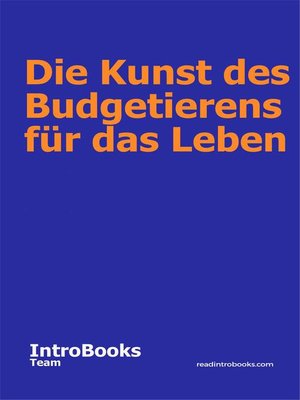 cover image of Die Kunst des Budgetierens für das Leben